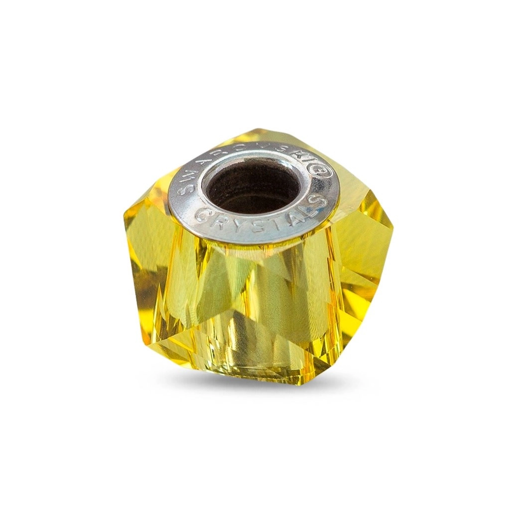 Berloque de Aço com Cristal Facetado Amarelo