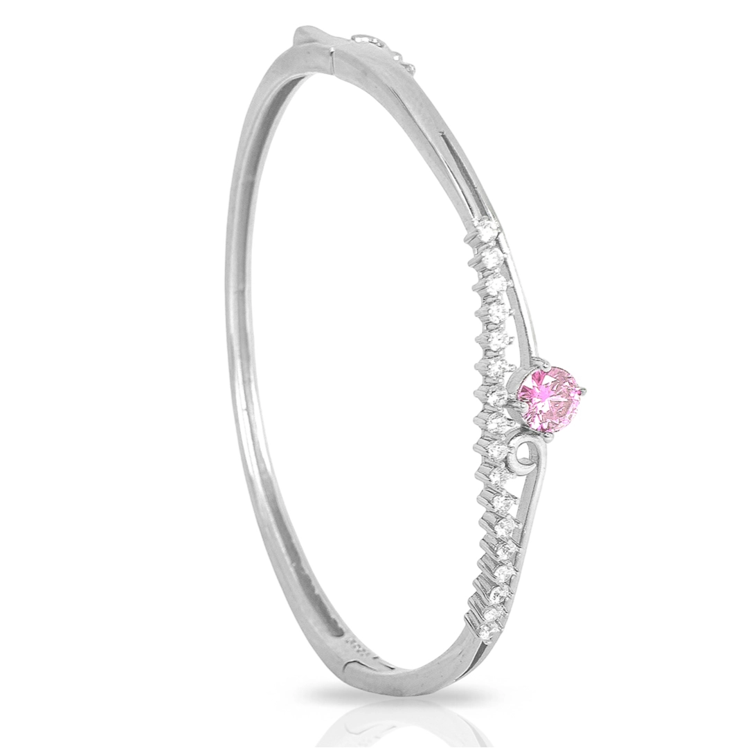 Bracelete Blend Collection de Prata 925 com Zircônia Rosa e Cristal Redonda