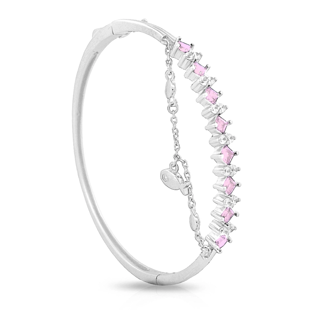 Bracelete Blend Collection de Prata 925 com Zircônias Rosa e Pingente de Peixe