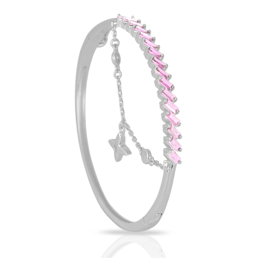 Bracelete Blend Collection de Prata 925 com Zircônias Rosa e Pingente Estrela