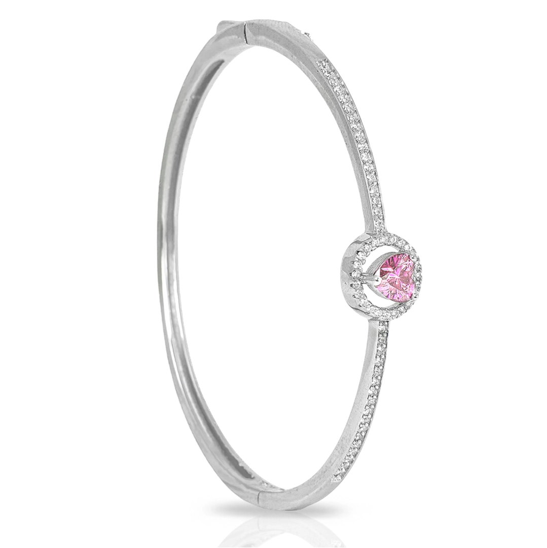 Bracelete Blend Collection de Prata 925 Coração de Zircônia Rosa