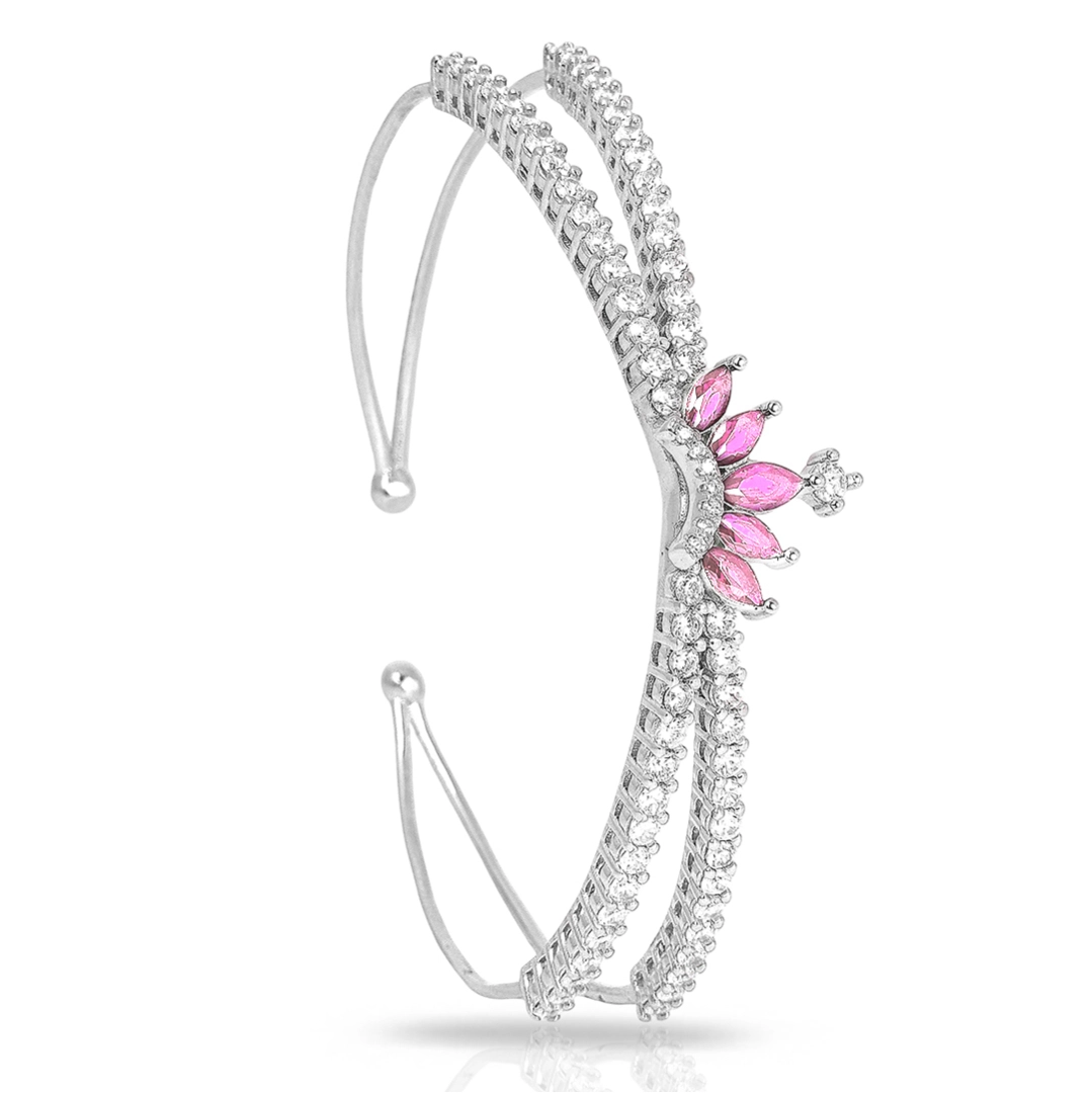 Bracelete Blend Collection de Prata 925 Coroa de Zircônias Rosa