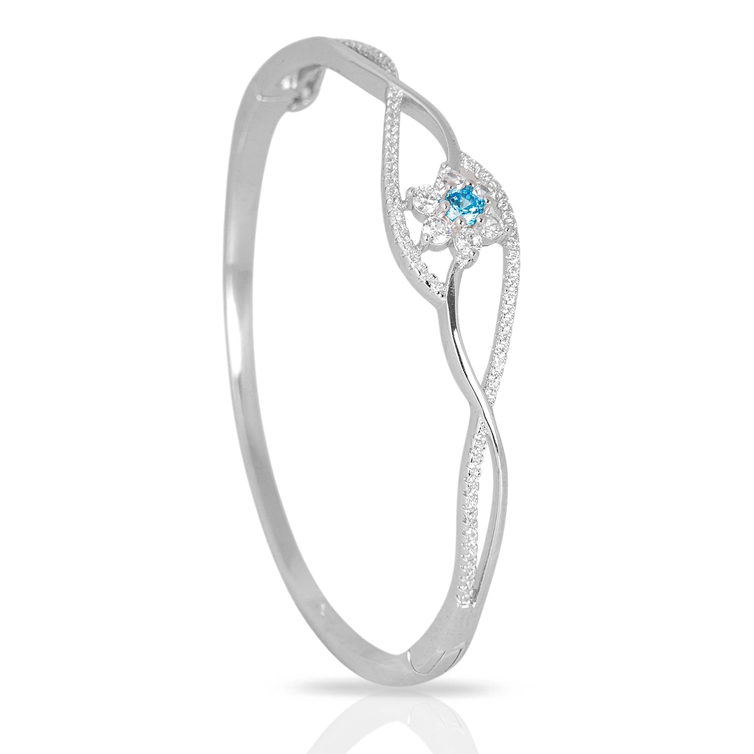 Bracelete Blend Collection de Prata 925 Flor Com Zircônias Cristal e Topázio 