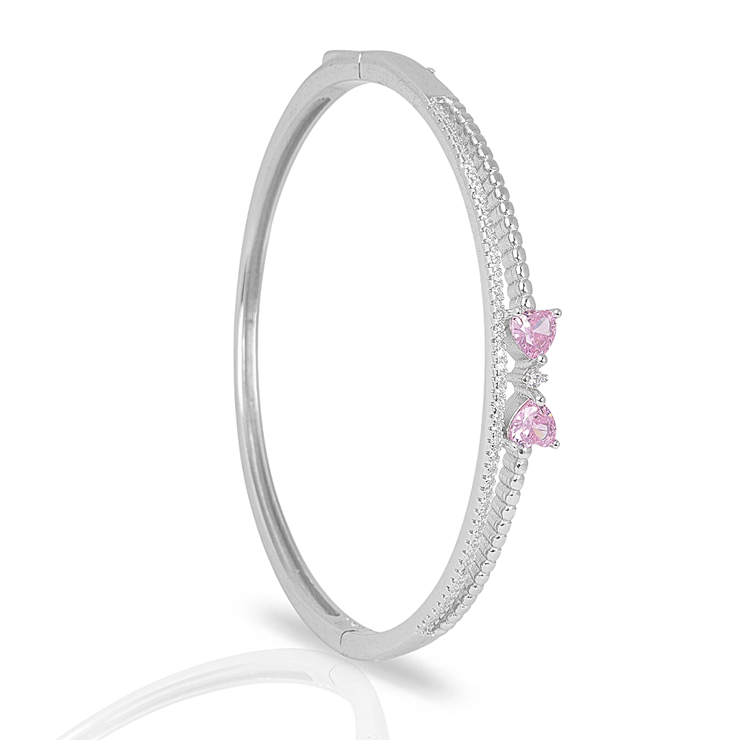 Bracelete Blend Collection de Prata 925 Laço de Zircônias Cristal e Rosa