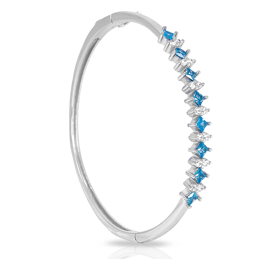 Bracelete de Prata Blend Collection Articulado com Losangos em Zircônia Topázio