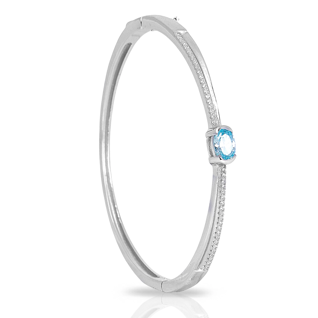 Bracelete de Prata Blend Collection Articulado com Zircônia Topázio Oval