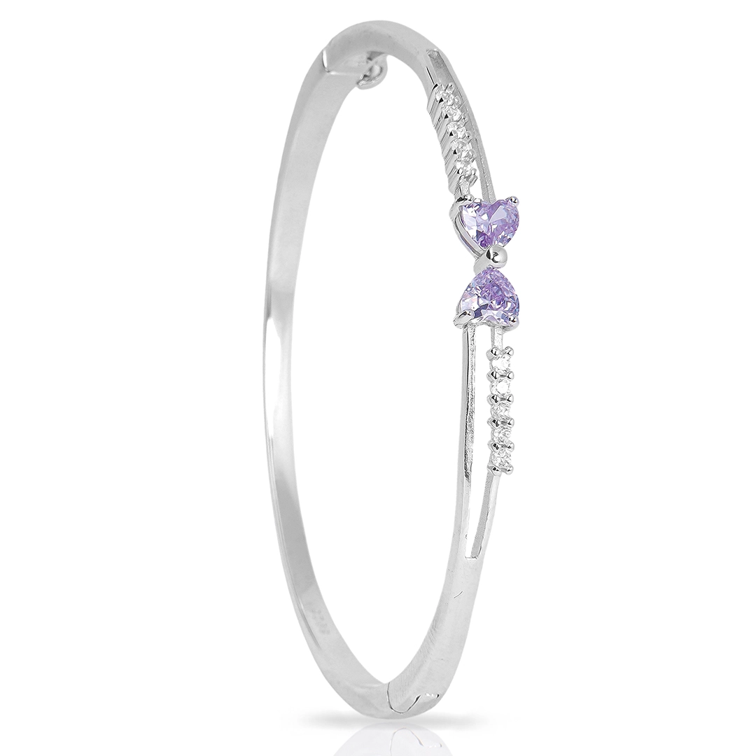 Bracelete de Prata Blend Collection Articulado Laço com Zircônias Ametista