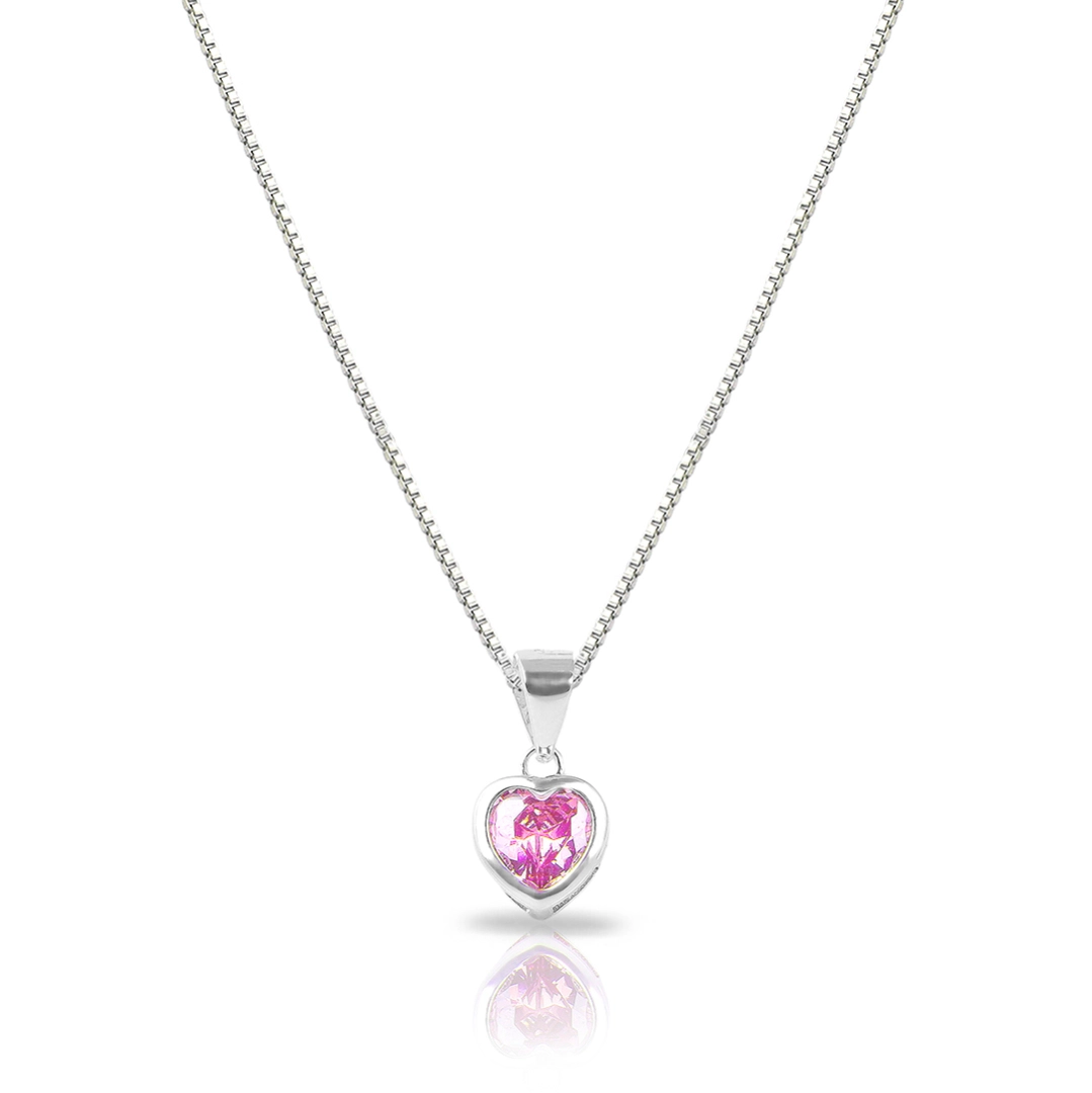 Gargantilha Blend Collection de Prata 925 com Coração de Zircônia Rosa