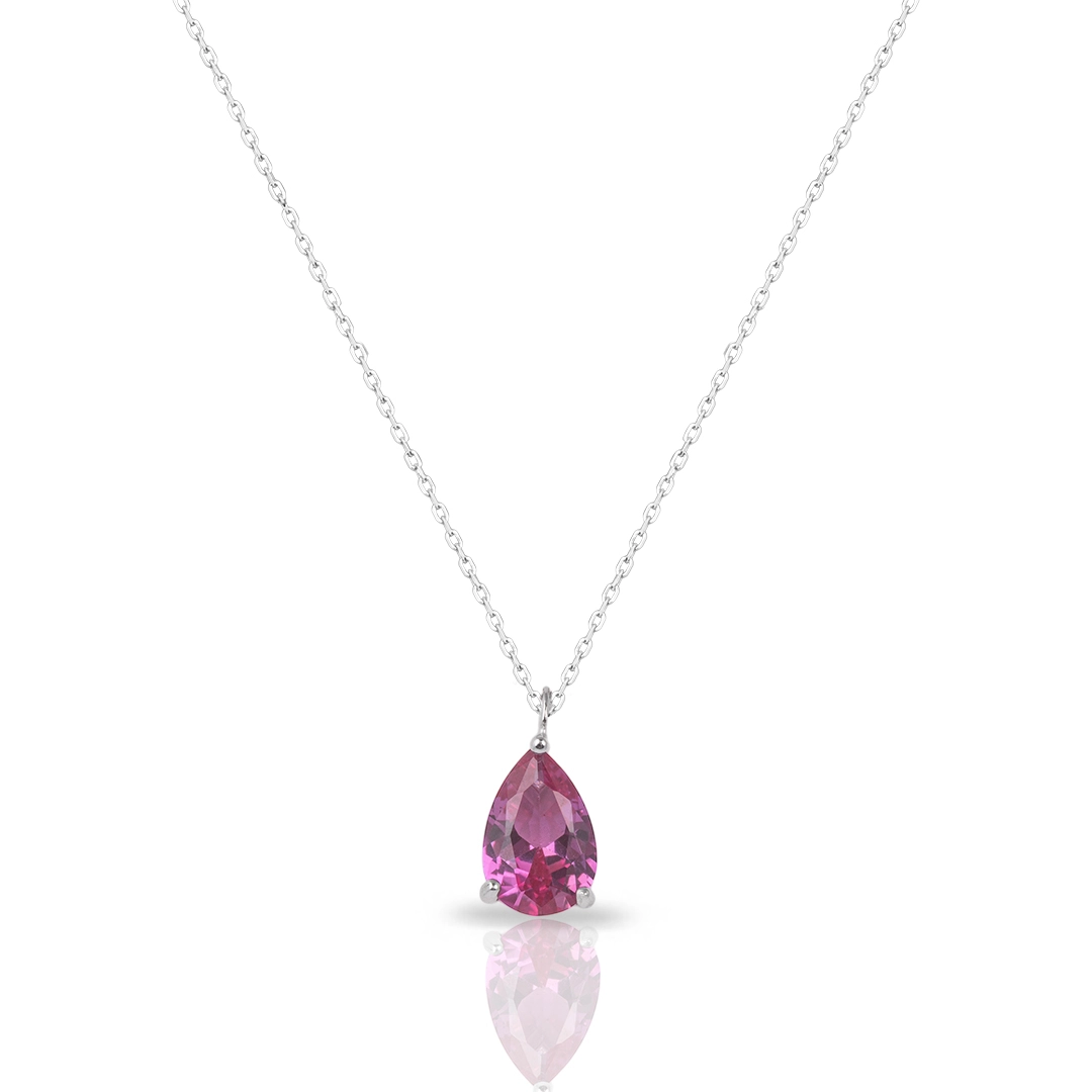 Gargantilha Blend Collection de Prata 925 Com Zircônia Rosa Gota