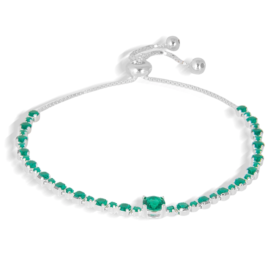 Pulseira Blend Collection de Prata 925 Com Zircônias Esmeralda