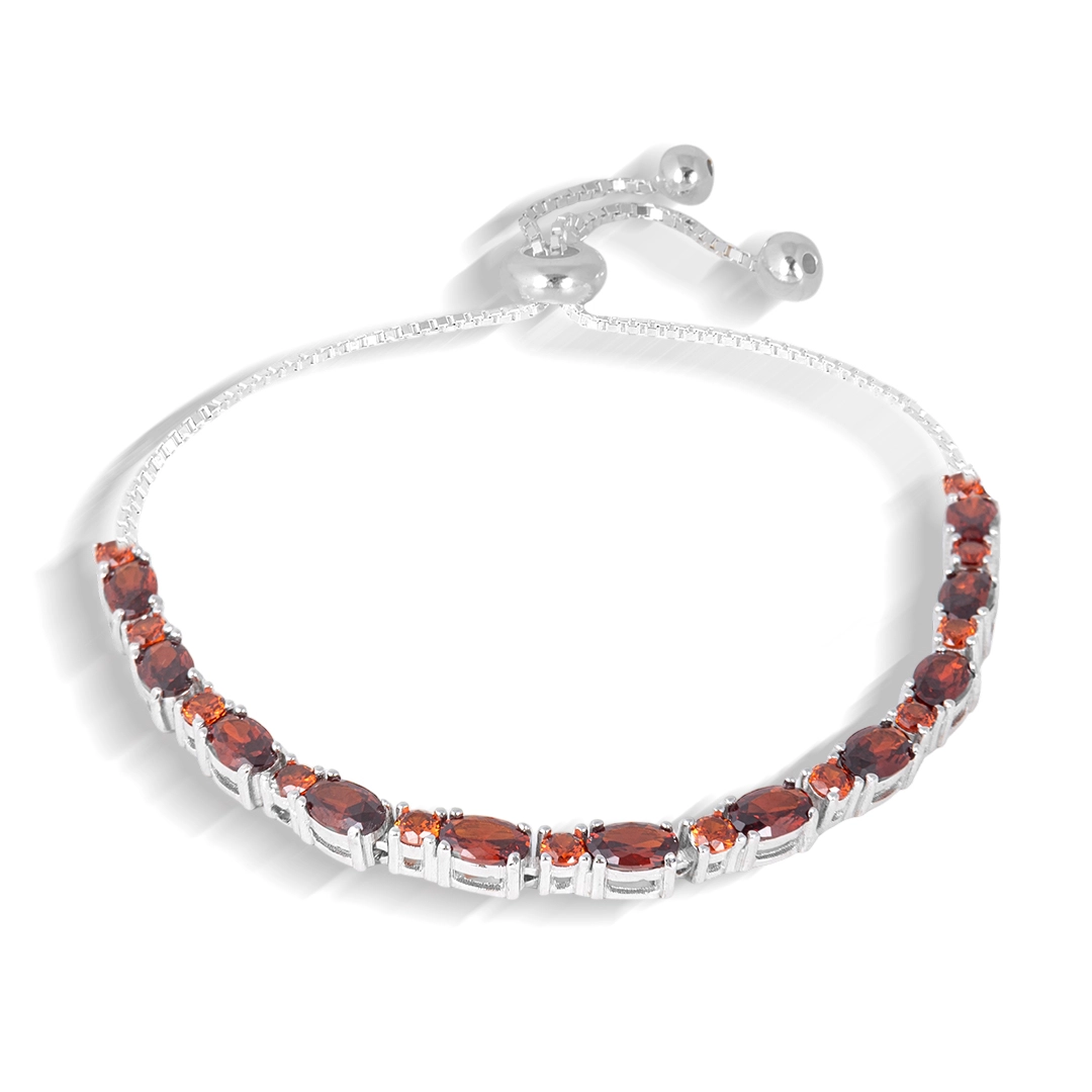 Pulseira Blend Collection de Prata 925 Com Zircônias Granada Oval e Redonda