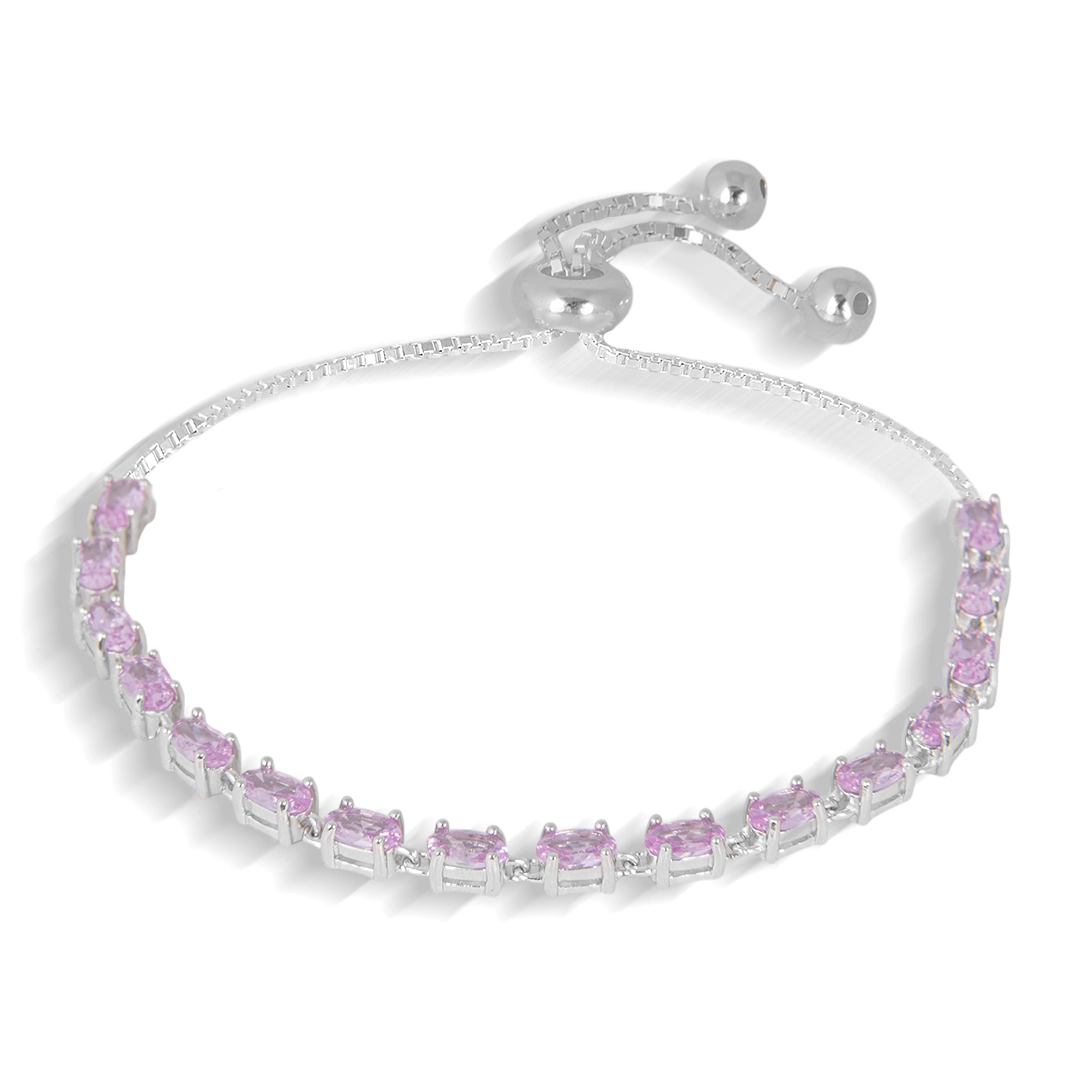 Pulseira Blend Collection de Prata 925 Com Zircônias Rosa 