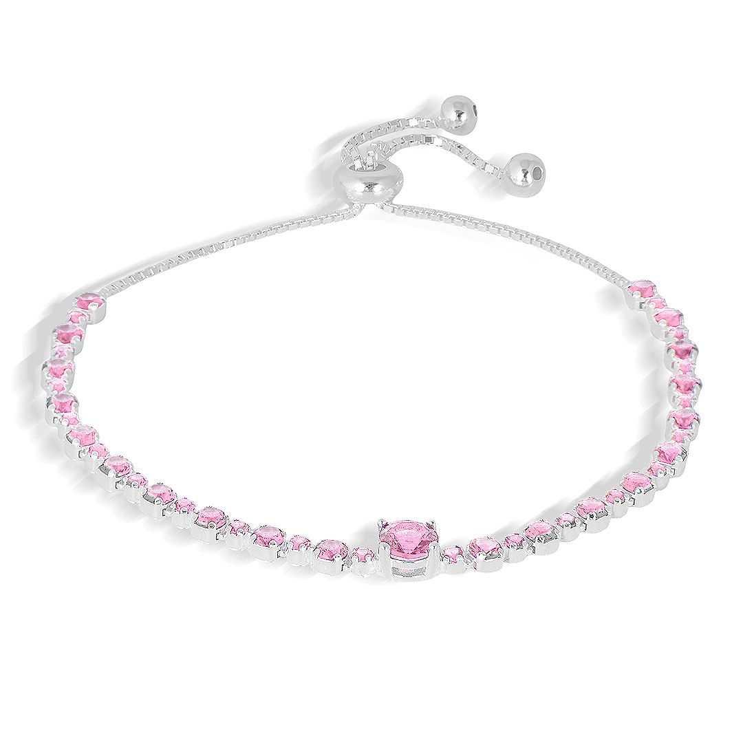 Pulseira Blend Collection de Prata 925 Com Zircônia Rosa Redonda