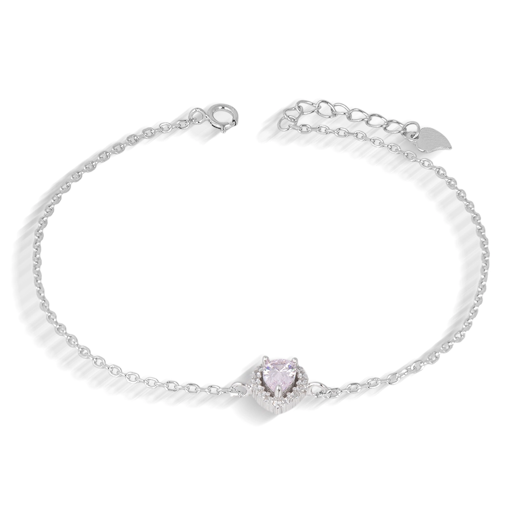 Pulseira Blend Collection de Prata 925 Gota com Zircônias Cristal e Rosa