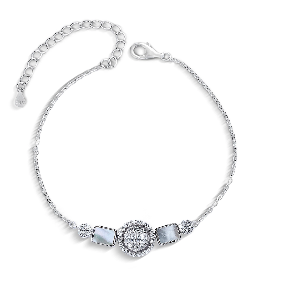 Pulseira de Prata Blend Collection com Madrepérolas e Zircônias Cristal