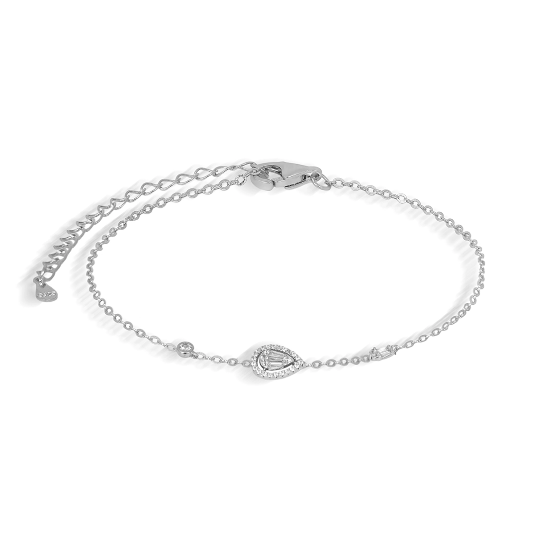 Pulseira de Prata Blend Collection Com Zircônia Cristal Gota e Redonda