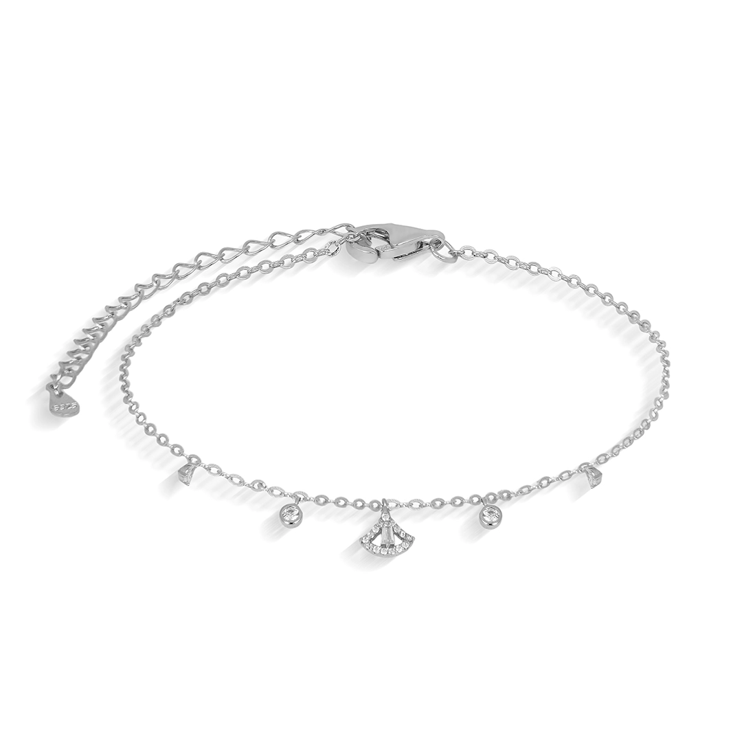 Pulseira de Prata Blend Collection Com Zircônia Cristal Leque e gota