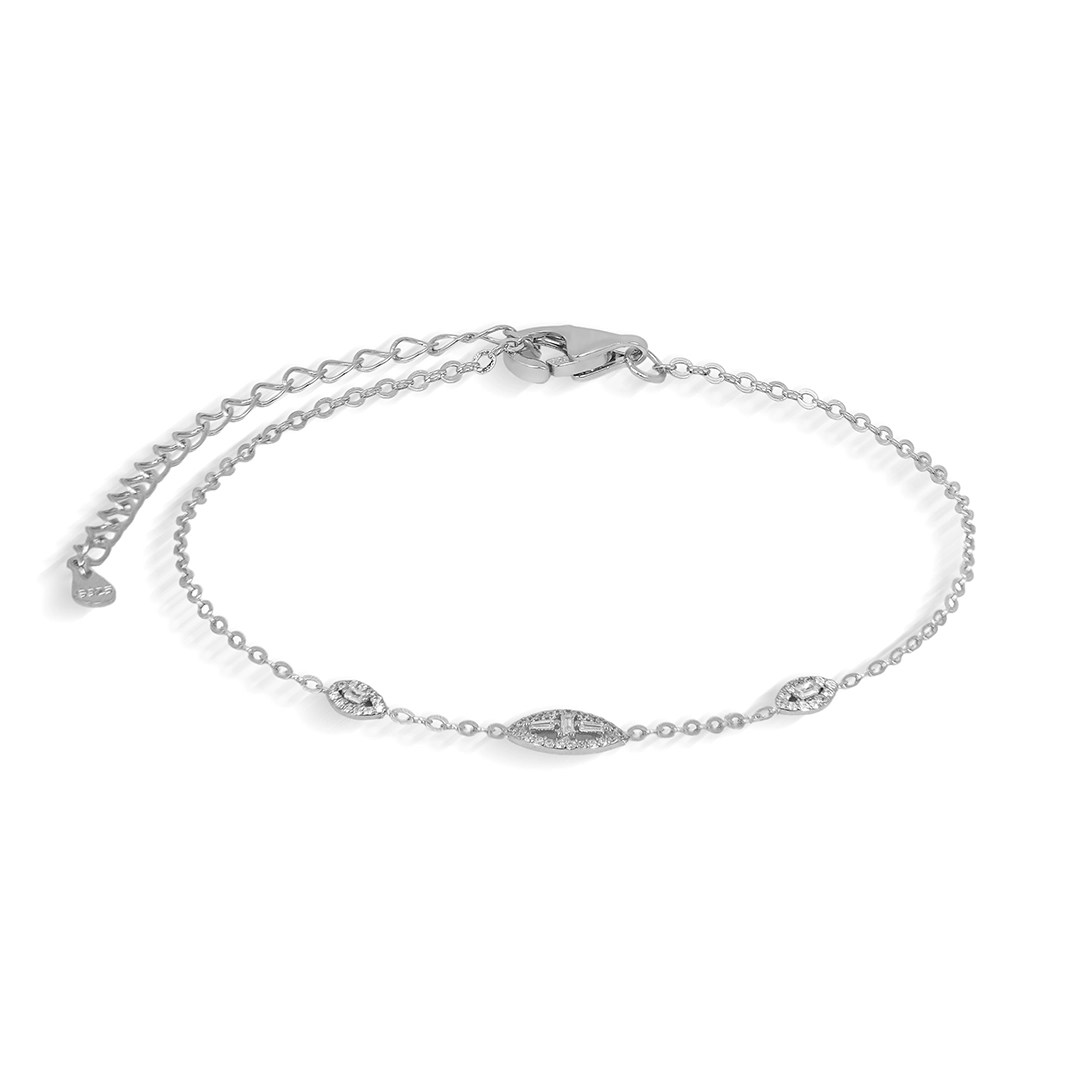 Pulseira de Prata Blend Collection Com Zircônias Cristal Navete