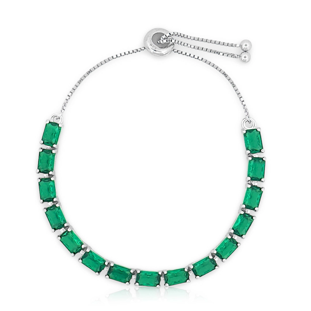 Pulseira de Prata Blend Collection Com Zircônias Esmeralda