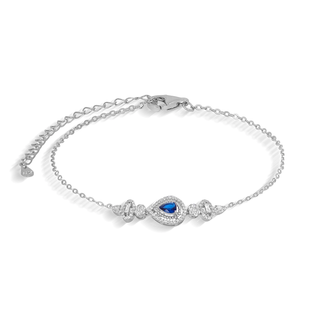 Pulseira de Prata Blend Collection Gota com Zircônia Safira e Cristal