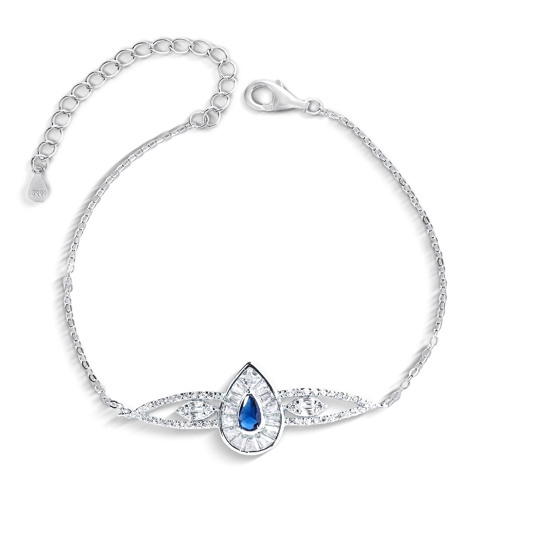 Pulseira de Prata Blend Collection Gota com Zircônias Cristal e Safira