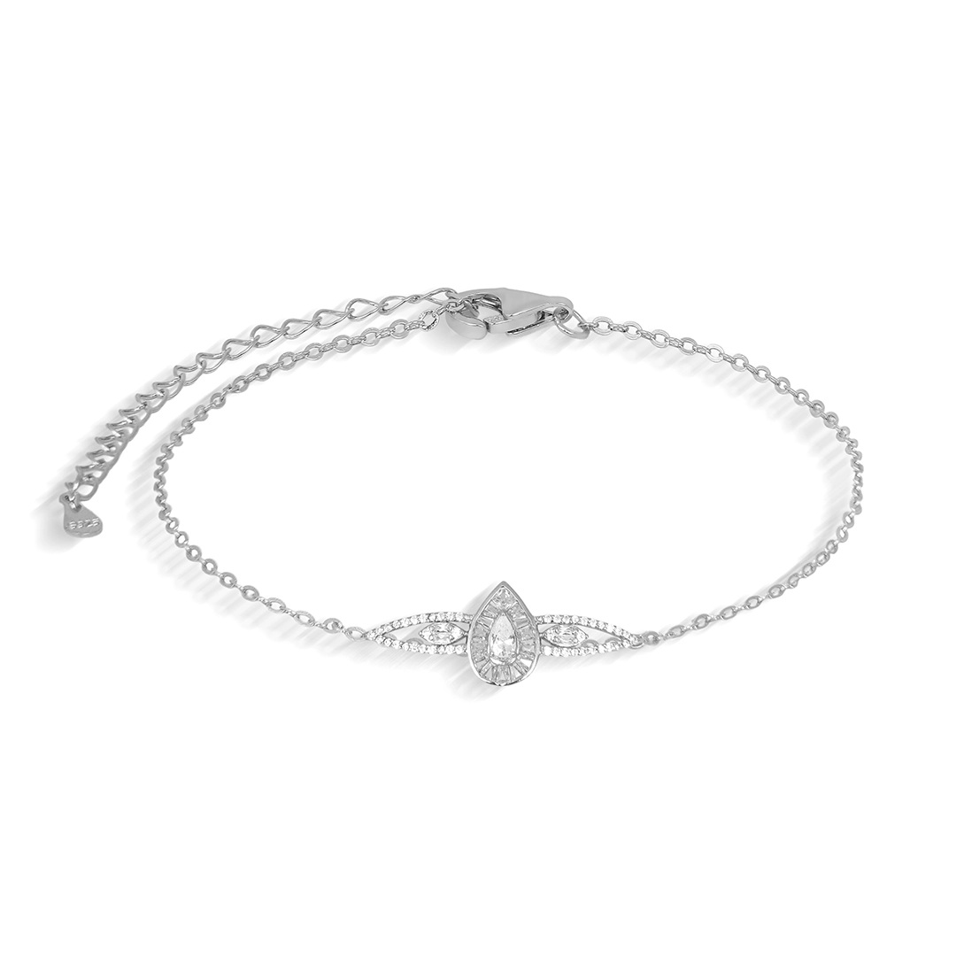 Pulseira de Prata Blend Collection Gota Cravejada De Zircônias Cristal 