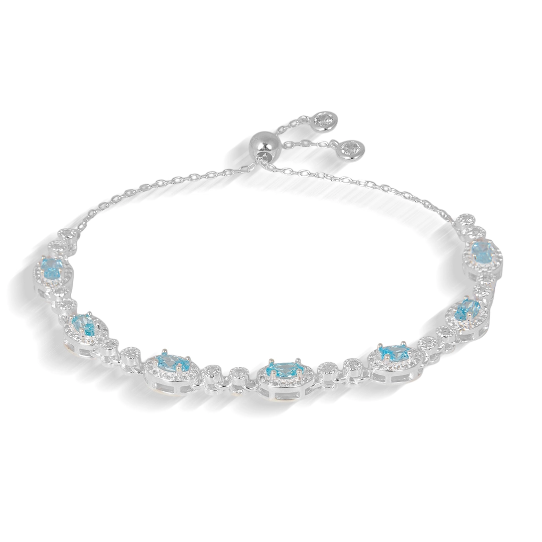 Pulseira de Prata Blend Collection Oval Com Zircônias Topázio e Cristal