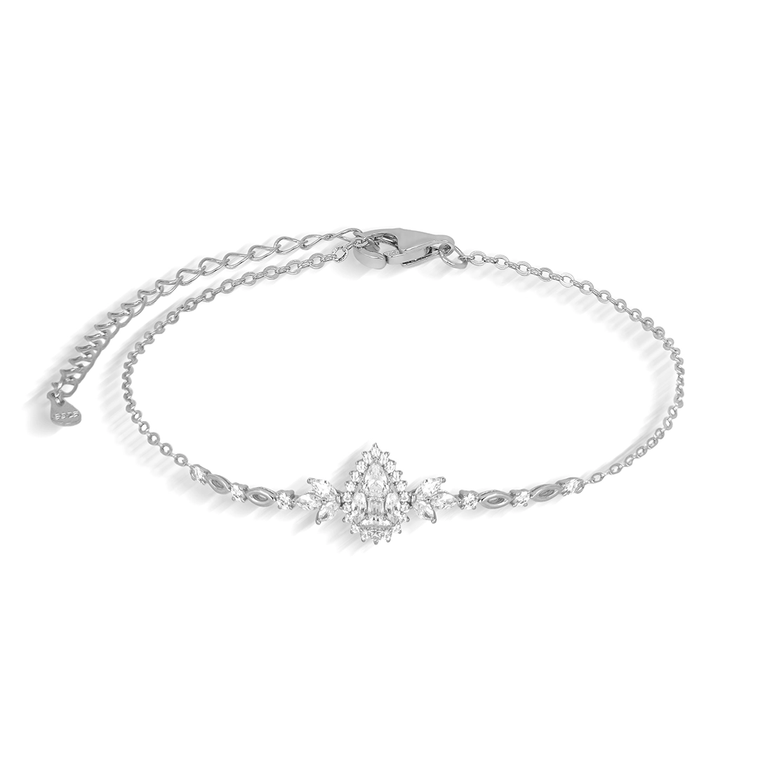 Pulseira de Prata Blend Collection Trabalhada com Gota em Zircônias Cristal