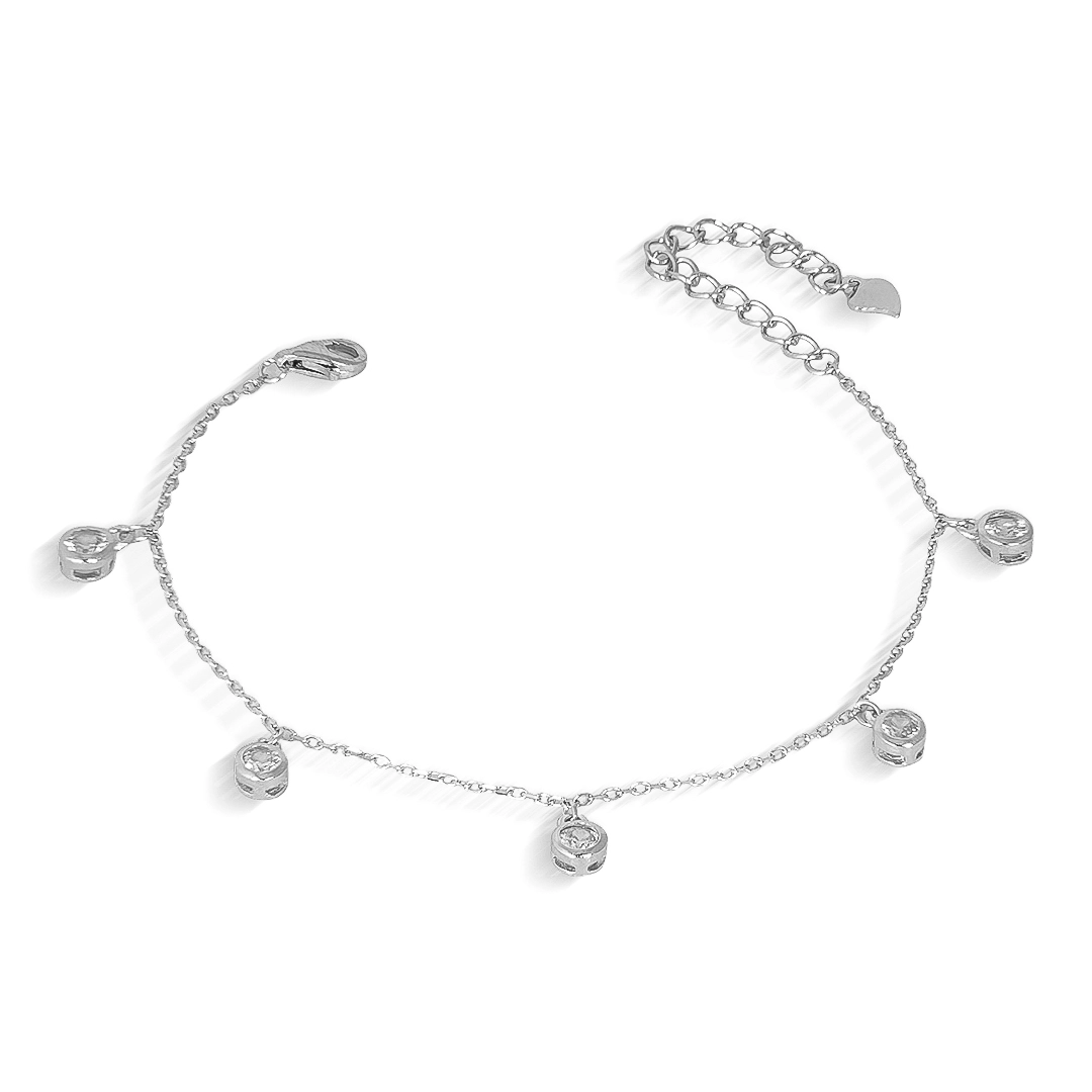 Pulseira de Prata com Zircônia Cristal Redonda