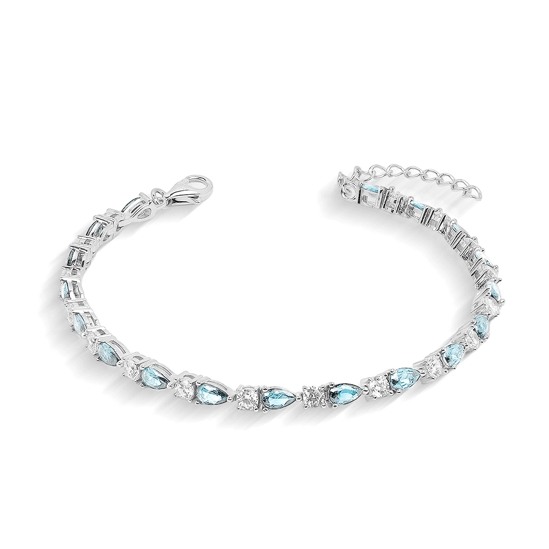 Pulseira de Prata Blend Collection com Zircônias Cristal e Gota em Zircônia Topázio