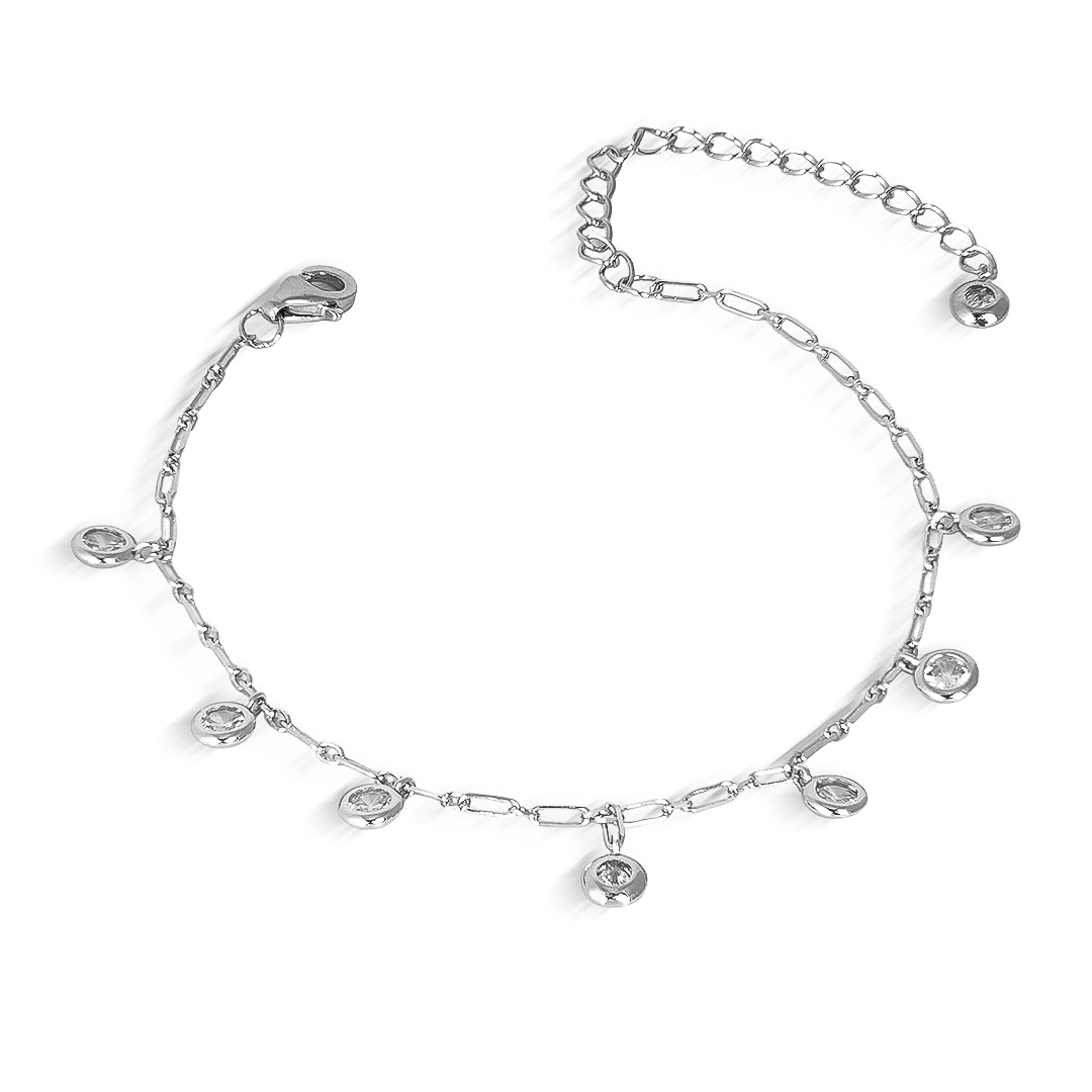 Pulseira de Prata com Zircônias Cristal Redondas